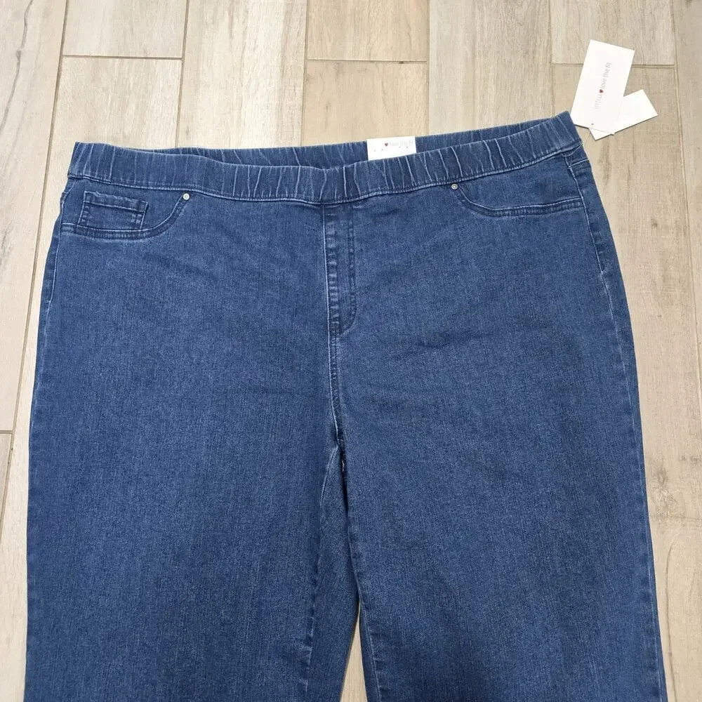 Intro Straight Leg Tulip Eyelet Embroidered Frayed Hem Pull-On Ankle Pants 24W - Picture 4 of 11